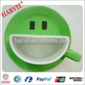 Red Green Blue Porcelain Smile Cup and Saucers